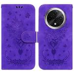 For OPPO A3 Pro 5G Butterfly Rose Embossed Leather Phone Case(Purple)