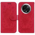 For OPPO A3 Pro 5G Butterfly Rose Embossed Leather Phone Case(Red)