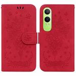 For OPPO K12x Butterfly Rose Embossed Leather Phone Case(Red)