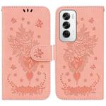 For OPPO Reno12 5G Global Butterfly Rose Embossed Leather Phone Case(Pink)