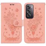 For OPPO Reno12 Pro 5G Global Butterfly Rose Embossed Leather Phone Case(Pink)