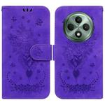 For OPPO Reno12 F 5G Butterfly Rose Embossed Leather Phone Case(Purple)