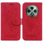 For OPPO Reno12 F 5G Butterfly Rose Embossed Leather Phone Case(Red)