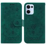 For OPPO Reno13 Global Butterfly Rose Embossed Leather Phone Case(Green)