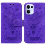 For OPPO Reno13 Global Butterfly Rose Embossed Leather Phone Case(Purple)