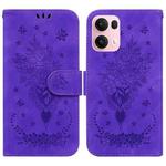 For OPPO Reno13 Pro Global Butterfly Rose Embossed Leather Phone Case(Purple)