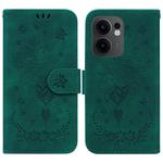 For OPPO Reno13 F 4G / 5G Butterfly Rose Embossed Leather Phone Case(Green)