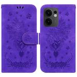 For OPPO Reno13 F 4G / 5G Butterfly Rose Embossed Leather Phone Case(Purple)