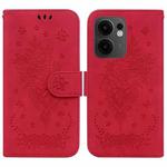 For OPPO Reno13 F 4G / 5G Butterfly Rose Embossed Leather Phone Case(Red)