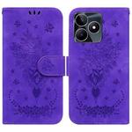 For Realme C53 / Narzo N53 Butterfly Rose Embossed Leather Phone Case(Purple)