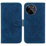 For Realme 11 4G Global Butterfly Rose Embossed Leather Phone Case(Blue)