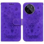 For Realme 11 4G Global Butterfly Rose Embossed Leather Phone Case(Purple)
