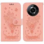 For Realme 11 5G/Narzo 60 India Version Butterfly Rose Embossed Leather Phone Case(Pink)