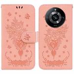 For Realme 11 Pro / 11 Pro+ / Narzo 60 Pro Butterfly Rose Embossed Leather Phone Case(Pink)