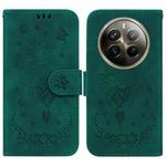 For Realme 12 Pro+ Global Butterfly Rose Embossed Leather Phone Case(Green)