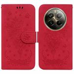 For Realme 12 Pro+ Global Butterfly Rose Embossed Leather Phone Case(Red)