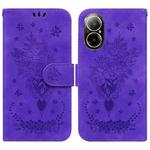 For Realme C67 4G Global Butterfly Rose Embossed Leather Phone Case(Purple)