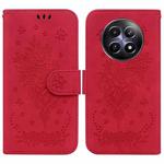 For Realme 12 5G Butterfly Rose Embossed Leather Phone Case(Red)