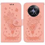 For Realme 12 5G Butterfly Rose Embossed Leather Phone Case(Pink)