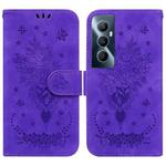 For Realme C65 4G Butterfly Rose Embossed Leather Phone Case(Purple)