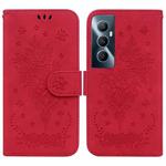 For Realme C65 4G Butterfly Rose Embossed Leather Phone Case(Red)