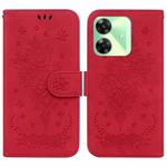 For Realme C61 / C63 / Note 60 Butterfly Rose Embossed Leather Phone Case(Red)