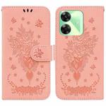 For Realme C61 / C63 / Note 60 Butterfly Rose Embossed Leather Phone Case(Pink)