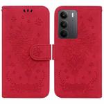 For Realme C75 Butterfly Rose Embossed Leather Phone Case(Red)