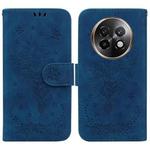 For Realme 13+ Global Butterfly Rose Embossed Leather Phone Case(Blue)