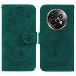 For Realme 13+ Global Butterfly Rose Embossed Leather Phone Case(Green)