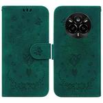 For Realme 14 Pro Butterfly Rose Embossed Leather Phone Case(Green)