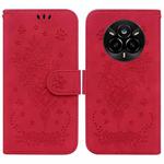For Realme 14 Pro Butterfly Rose Embossed Leather Phone Case(Red)