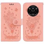 For Realme 14 Pro Butterfly Rose Embossed Leather Phone Case(Pink)
