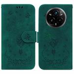 For Realme 14 Pro+ Butterfly Rose Embossed Leather Phone Case(Green)