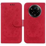 For Realme 14 Pro+ Butterfly Rose Embossed Leather Phone Case(Red)