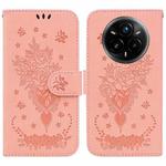 For Realme 14 Pro+ Butterfly Rose Embossed Leather Phone Case(Pink)