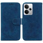 For Realme 14 Butterfly Rose Embossed Leather Phone Case(Blue)
