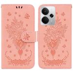 For Realme 14 Butterfly Rose Embossed Leather Phone Case(Pink)