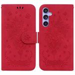 For Samsung Galaxy S23 FE 5G Butterfly Rose Embossed Leather Phone Case(Red)