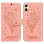 For Samsung Galaxy A05 Butterfly Rose Embossed Leather Phone Case(Pink)