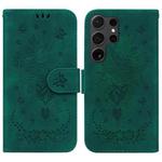 For Samsung Galaxy S24 Ultra 5G Butterfly Rose Embossed Leather Phone Case(Green)