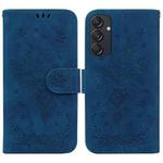 For Samsung Galaxy M55 Butterfly Rose Embossed Leather Phone Case(Blue)