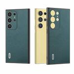 For Samsung Galaxy S24 Ultra 5G ABEEL Genuine Leather Luolai Series Phone Case(Dark Green)