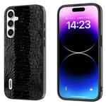 For Samsung Galaxy S23 FE 5G ABEEL Genuine Leather Weilai Series Phone Case(Black)