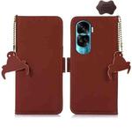 For Honor 90 Lite / X50i 5G Genuine Leather Magnetic RFID Leather Phone Case(Coffee)