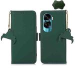 For Honor 90 Lite / X50i 5G Genuine Leather Magnetic RFID Leather Phone Case(Green)