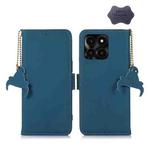 For Honor X6a Genuine Leather Magnetic RFID Leather Phone Case(Blue)