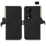 For Honor X7b Genuine Leather Magnetic RFID Leather Phone Case(Black)