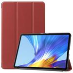 For Huawei Honor V6 / MatePad 10.4 inch Universal Solid Color Anti-fall Horizontal Flip Tablet PC Leather Case with Tri-fold Bracket & Sleep / Wake-up(Wine Red)
