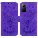 For Xiaomi Redmi Note 12S Butterfly Rose Embossed Leather Phone Case(Purple)